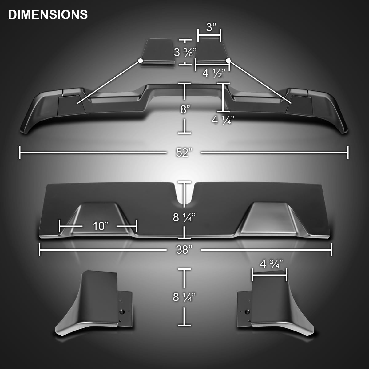 Matte Black ABS Cab Roof Spoiler Spec-D Tuning for 2016-2022 Toyota Tacoma Models