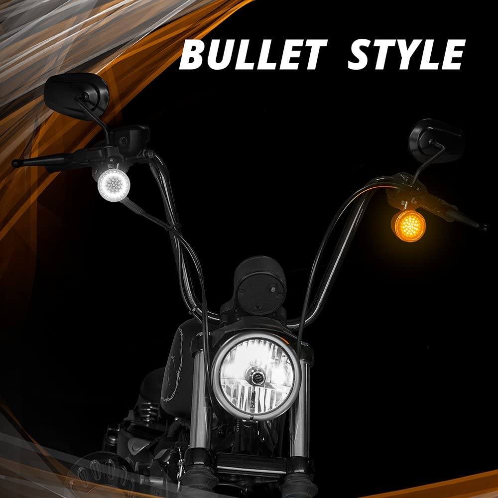 XKGLOW Motorcycle Front LED Turn Signal Kit XK1157B-WA-C - Bullet Style Clear Lenses