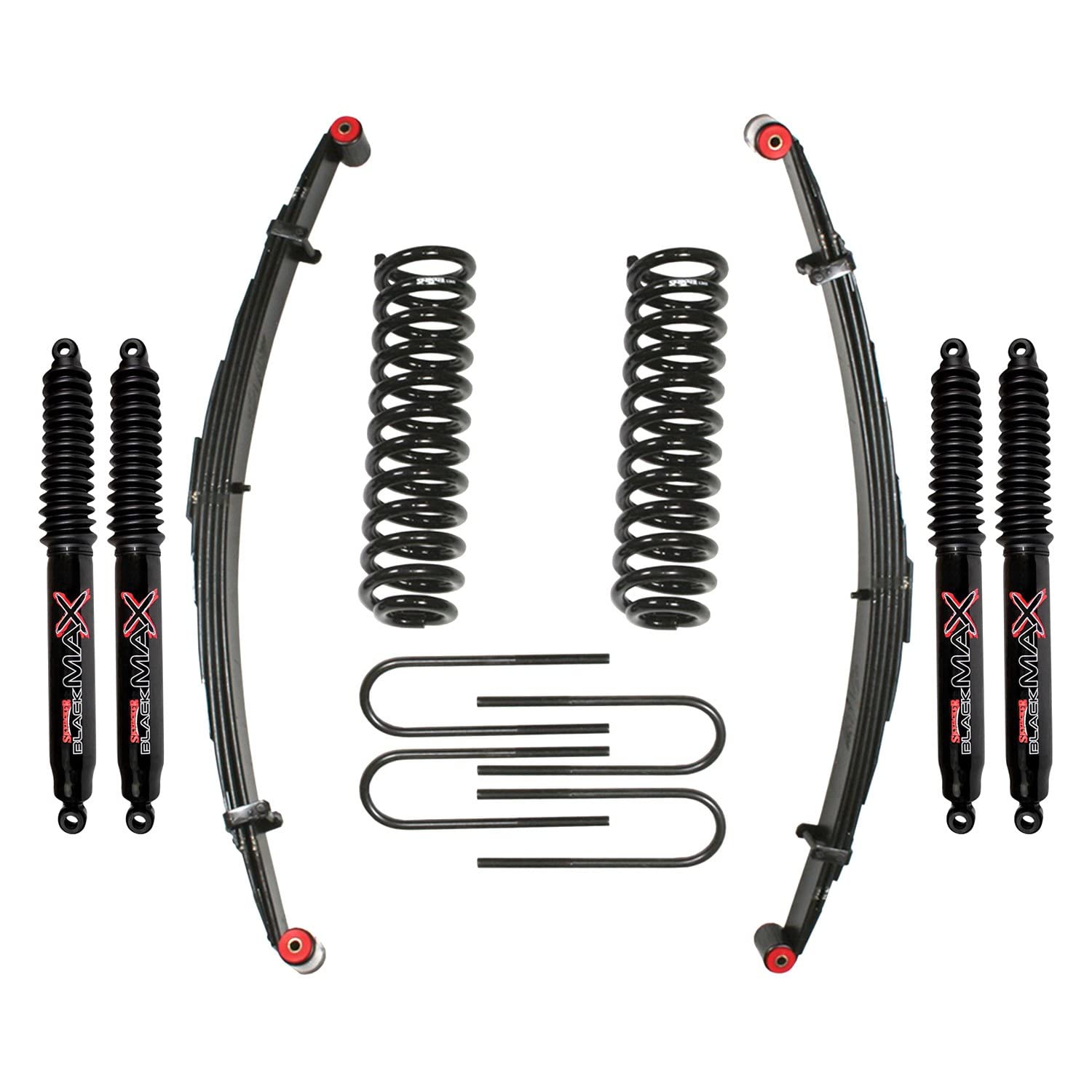 Skyjacker Suspension Lift Kit 132XKS-B w/Shock Black MAX Shocks 1.5-2 in. Lift Incl. Rear U Bolt Kit Front Coil/Rear Leaf Springs