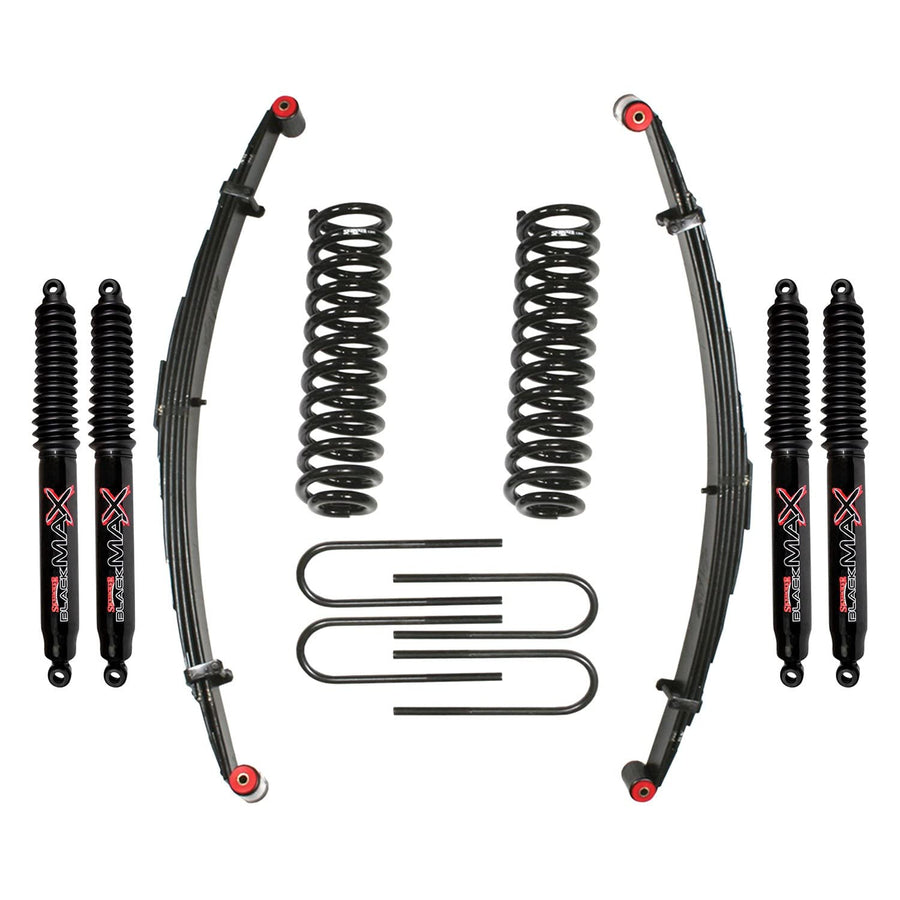 Skyjacker Suspension Lift Kit 132XKS-B w/Shock Black MAX Shocks 1.5-2 in. Lift Incl. Rear U Bolt Kit Front Coil/Rear Leaf Springs