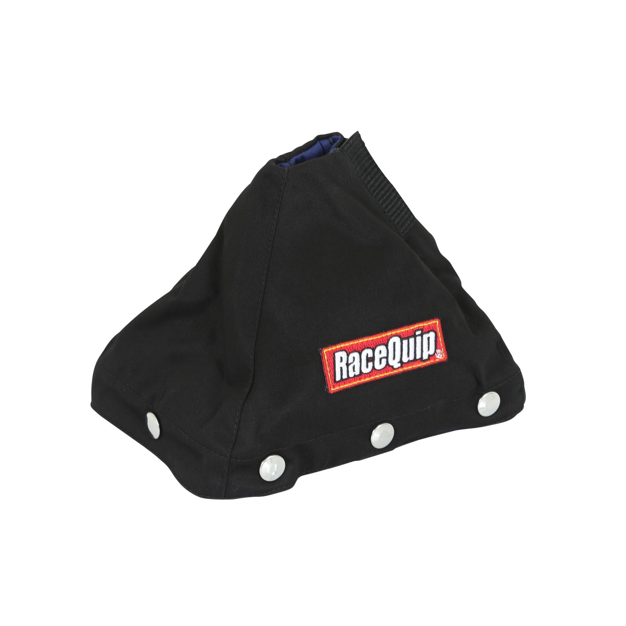 RaceQuip Shifter Boot 871001RQP 7-1/2 x 5-1/2 in Base 6 in Tall Aluminum/Fire Retardant Cotton FR3 Black Kit