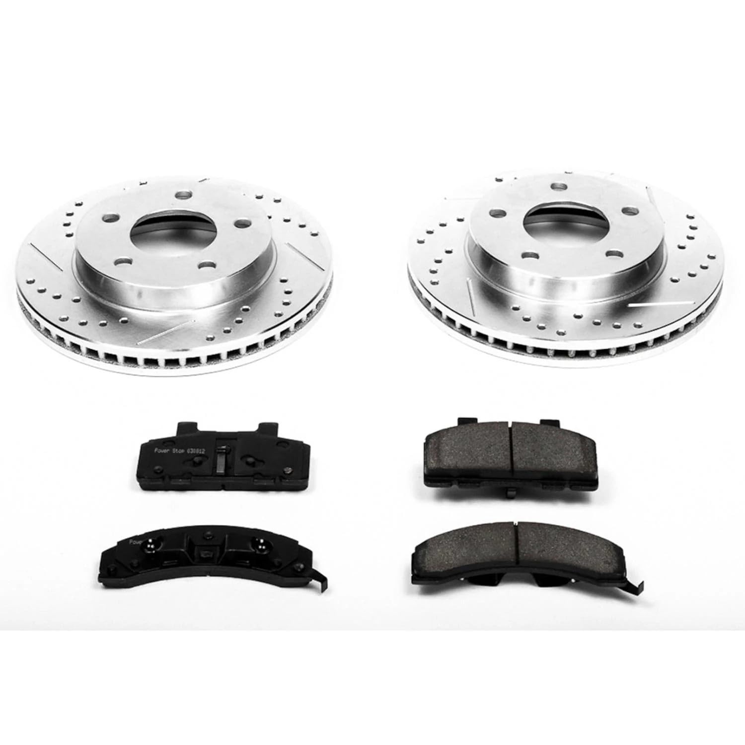 Power Stop K1487 Z23 Carbon Fiber Brake Pads with Drilled & Slotted Brake Rotors Kit Front
