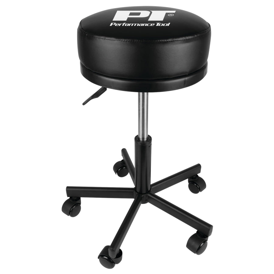 W85033 Performance Tool Extra-Thick Big Top Pneumatic Rolling Shop Stool for Mechanic Garages and Workshops, Black, 19x19x18.5-Inches