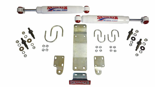 Skyjacker Steering Stabilizer 7204 Dual Kit Incl. Hydro 7000 Steering Dampners Brackets Hardware for Use w/Diameter Tie Rod White