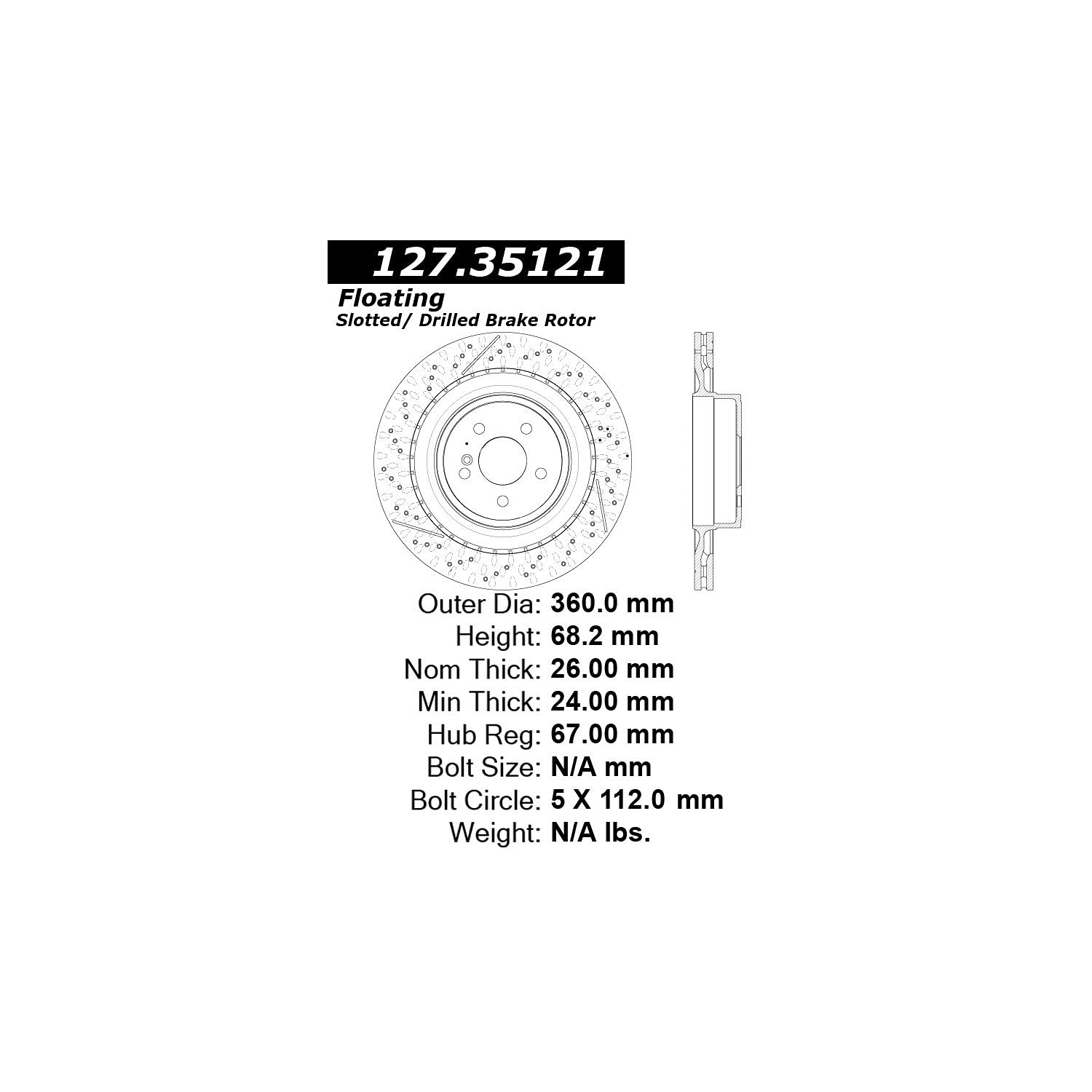 127.35121 Centric Parts Premium Brake Rotor