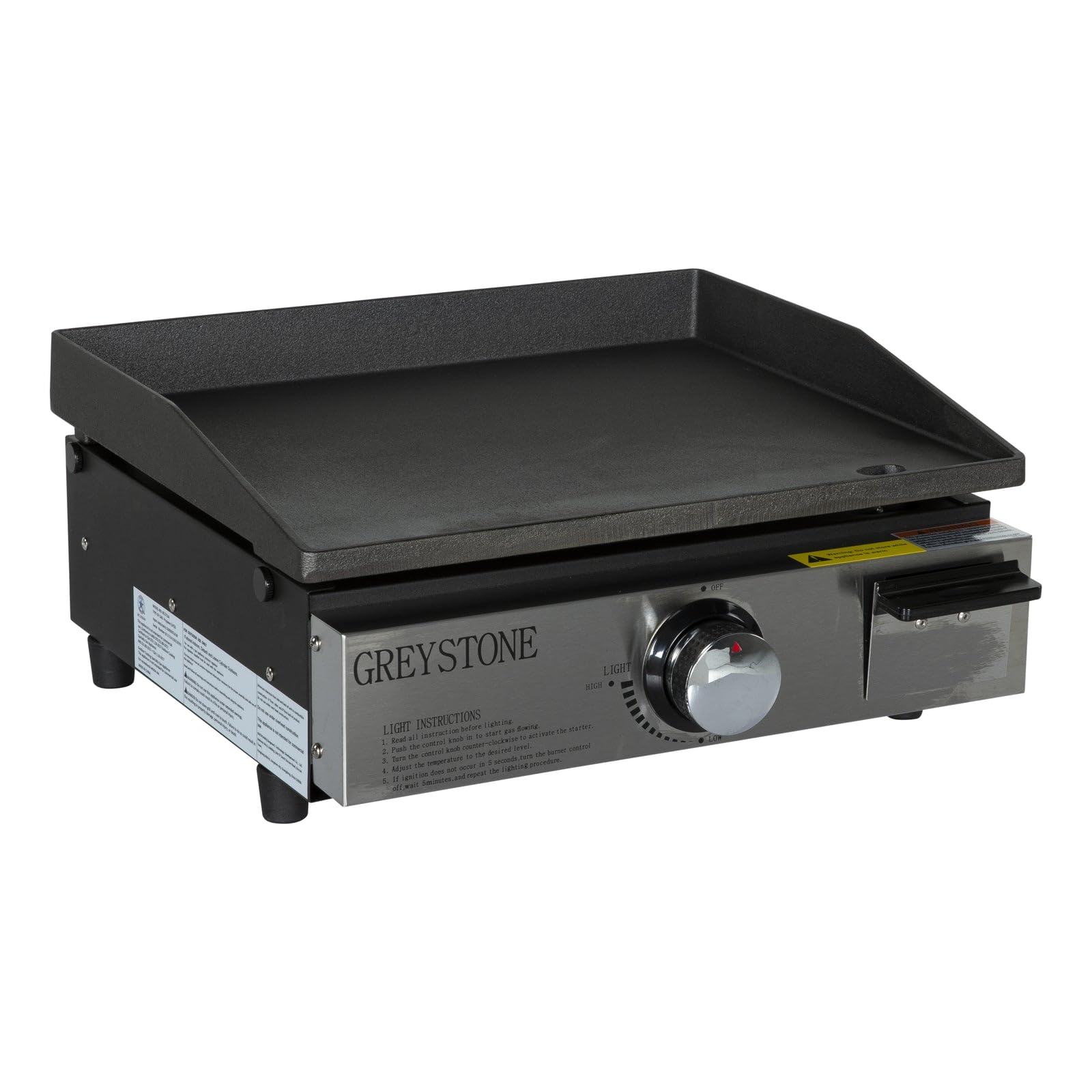 Greystone 17" Griddle with Cast Iron Cooking Plate, SS Panel, 15,000 BTU