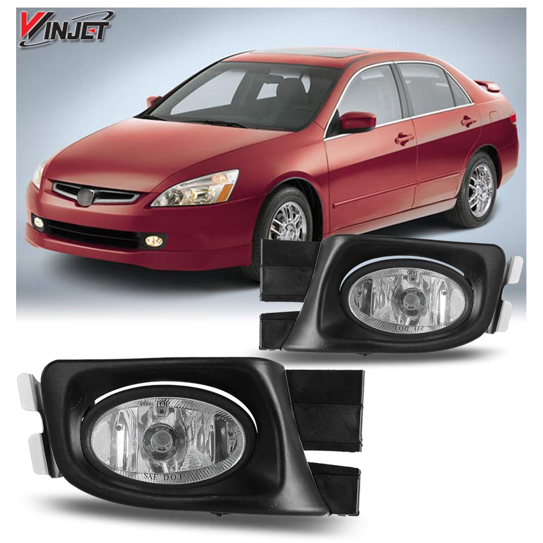 Winjet Driving Fog Lights Compatible with [2003 2004 2005 Honda Accord Sedan] + Switch + Wiring Kit, clear lens (WJ30-0104-09)