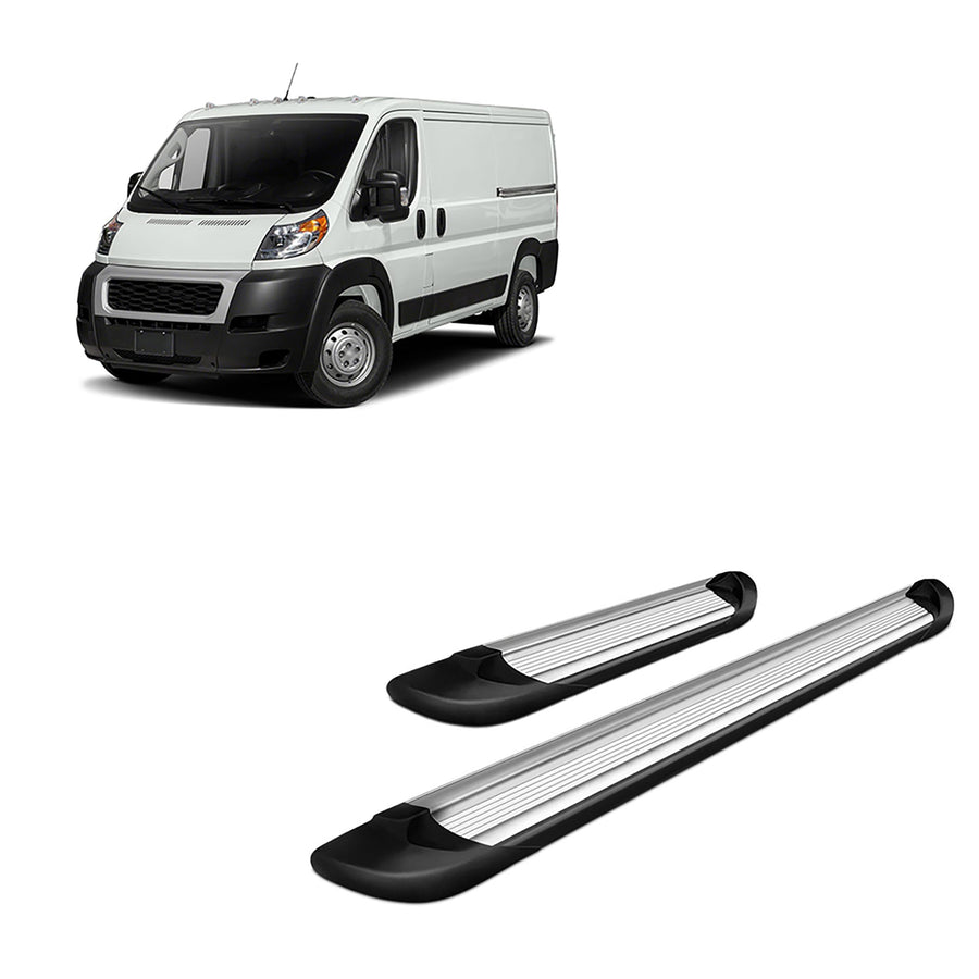 Transporter Black Horse Running Boards Silver Compatible with 2014-2025 Ram ProMaster 1500|2014-2025 Ram ProMaster 2500|2014-2025 Ram ProMaster 2500|2014-2025 Ram ProMaster 3500-TR-D13596S