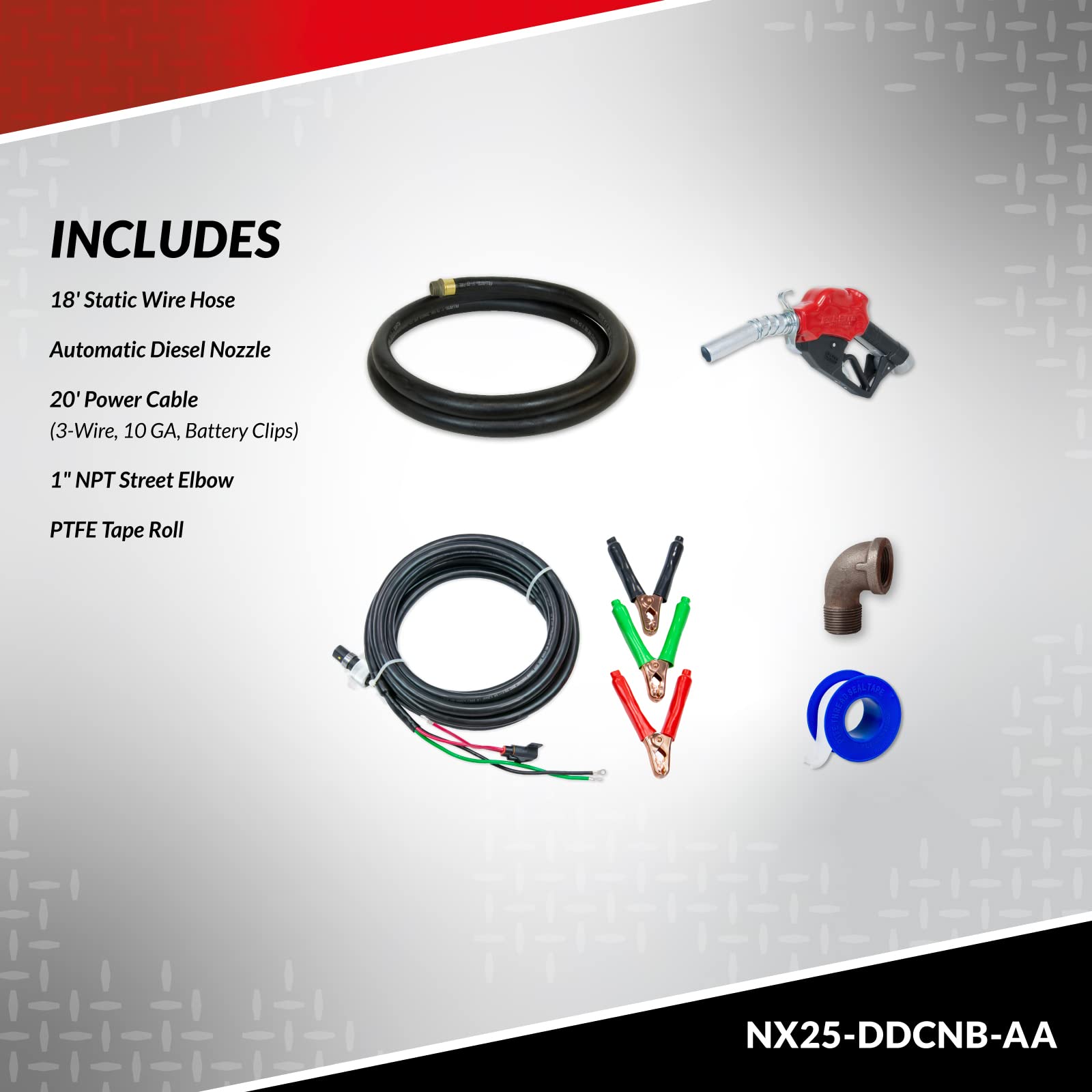 Fill-Rite 25 GPM Fuel Transfer Pump with Nozzle - Energy-Efficient 12/24V DC Fuel Transfer Pump for non stop Operation - Red - NX25-DDCNB-AA
