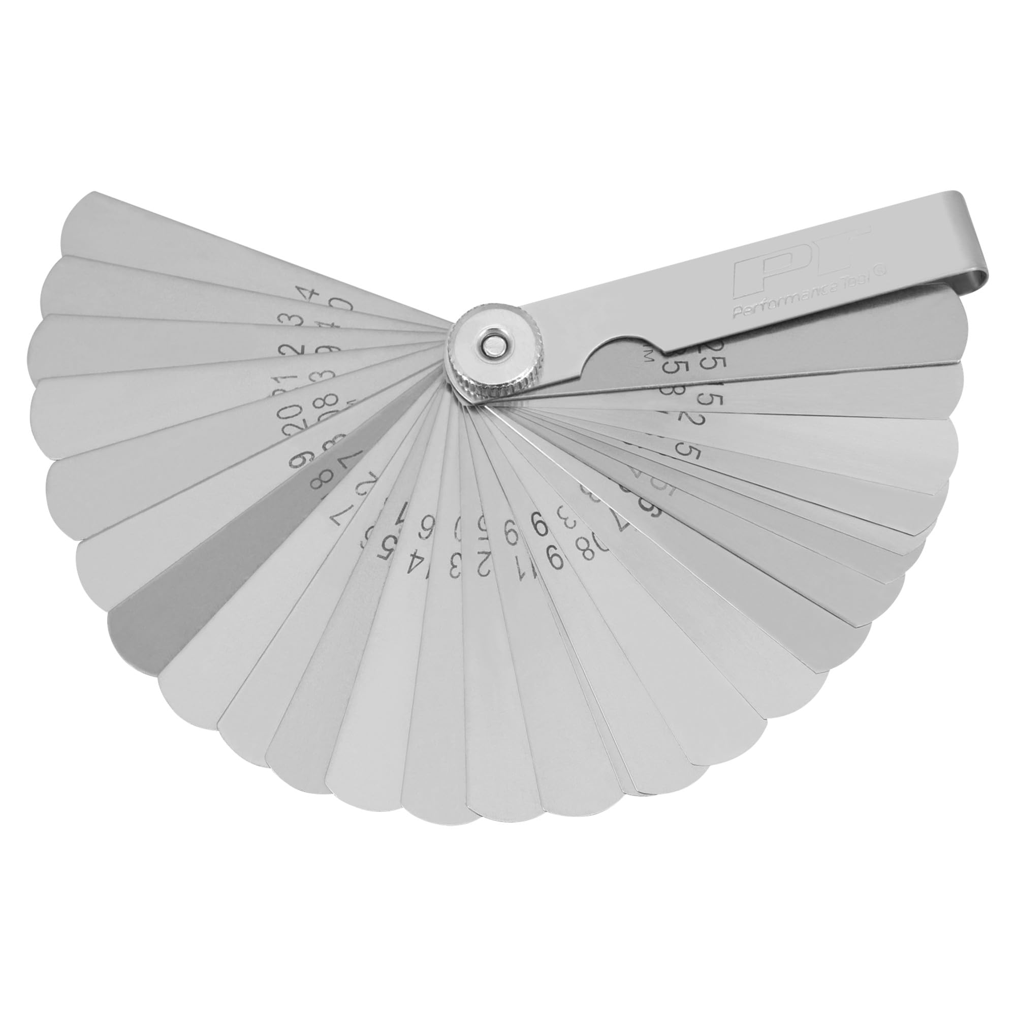 W80528 Performance Tool 26-Piece Straight Blades Feeler Gauge Set for Precise Engine Measurements in SAE and Metric Sizes from .0015 to .635 mm