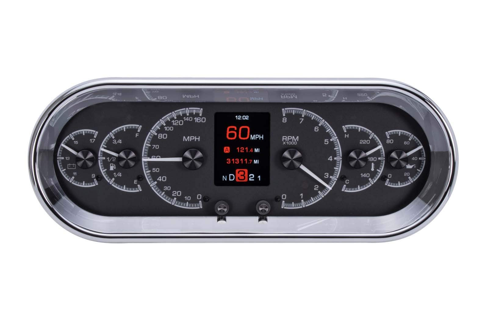Dakota Digital Oval Universal Analog Gauges System Kit Black HDX-2018-K