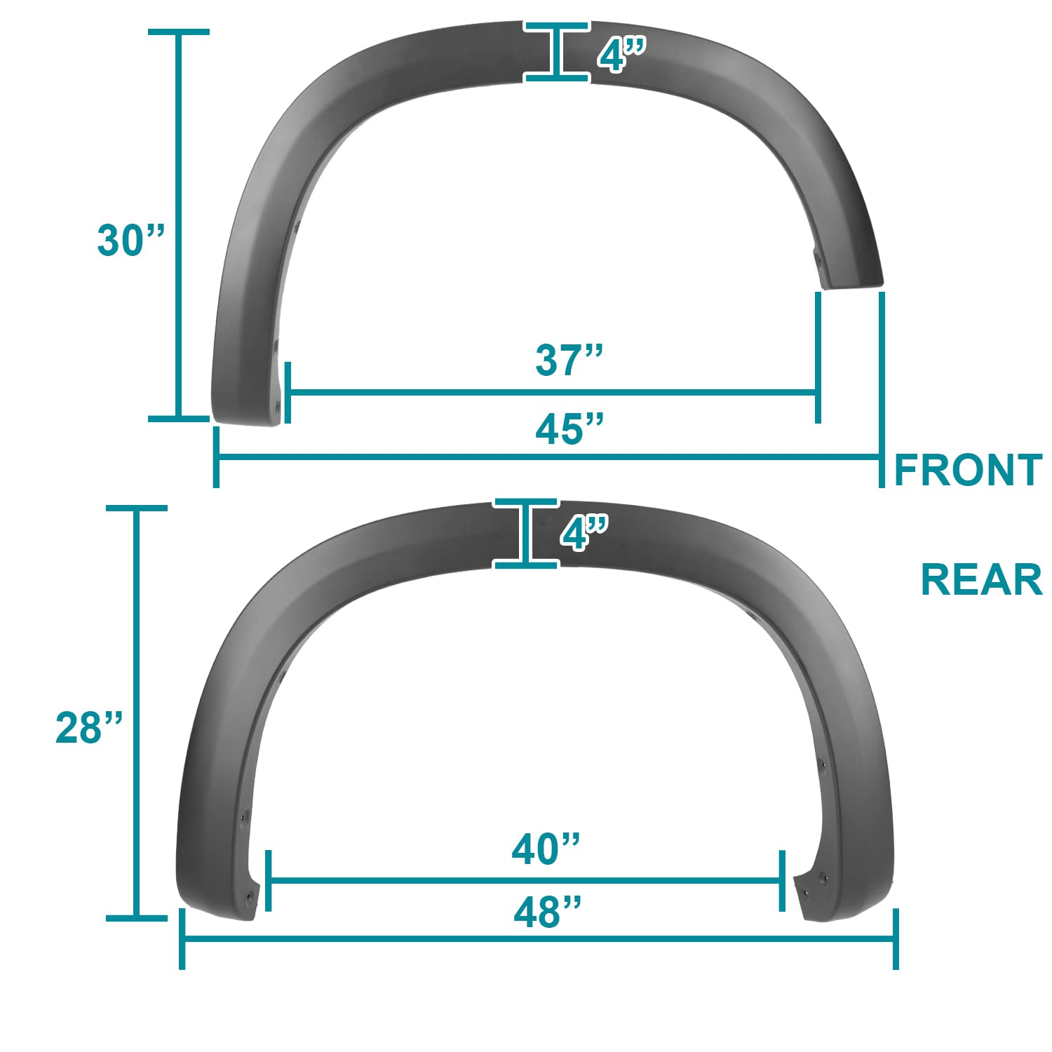 4PC Spec-D Tuning Front + Rear Factory Style Fender Flares Compatible with 2019-2025 Chevy Silverado 1500