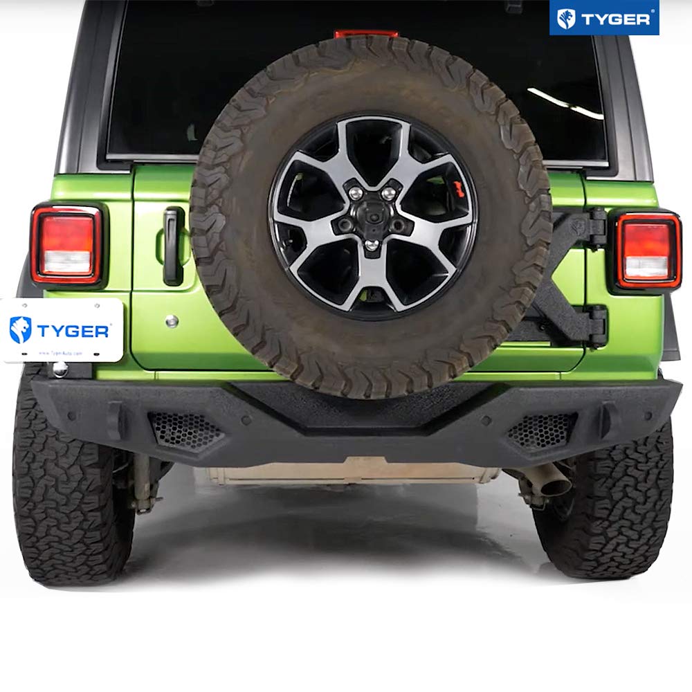 Tyger Auto TG-BP9J81198 Rear Bumper Tyger Fury with D-Ring Mounts Textured Black Compatible with 2018-2026 Jeep Wrangler JL (Not for JK)