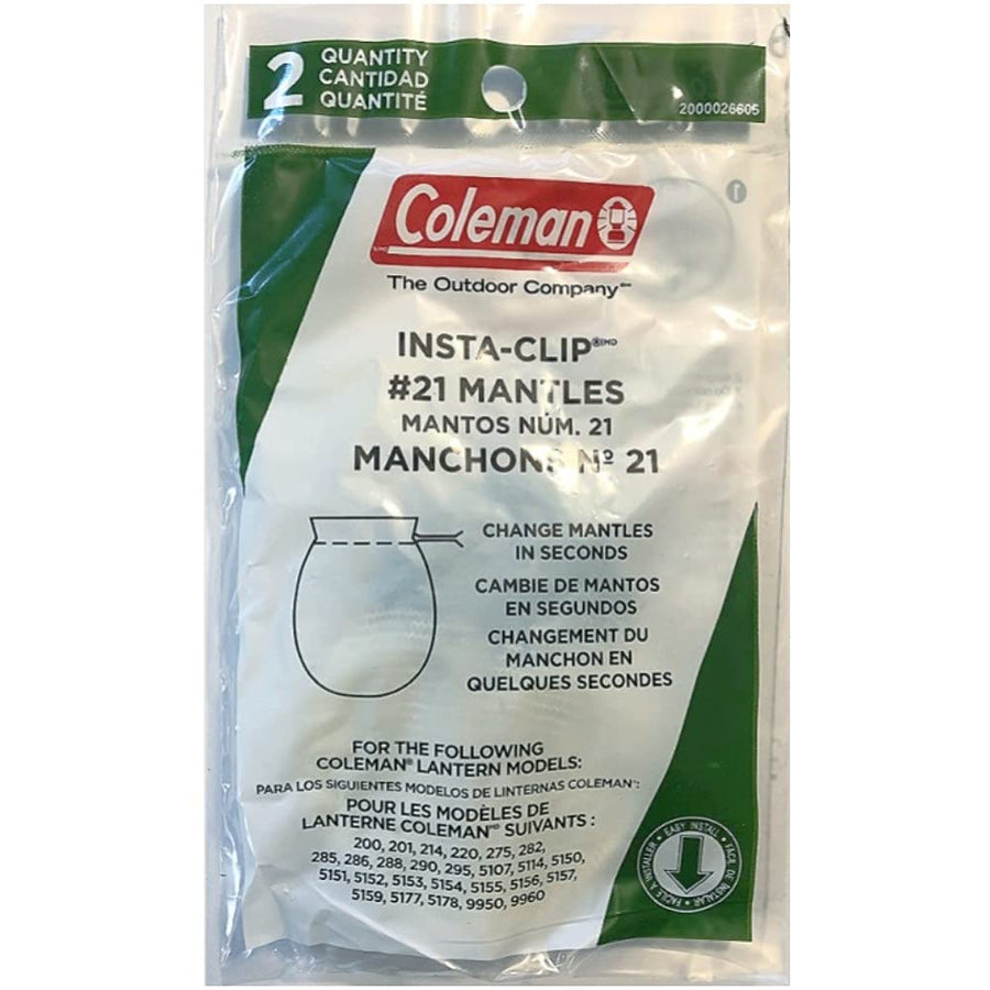 Coleman Lantern Mantles Insta-Clip, 2-Pack of #21 Wire-Twist Mantles for Fueled Lanterns, Change Mantles Easily with Twistable Wires