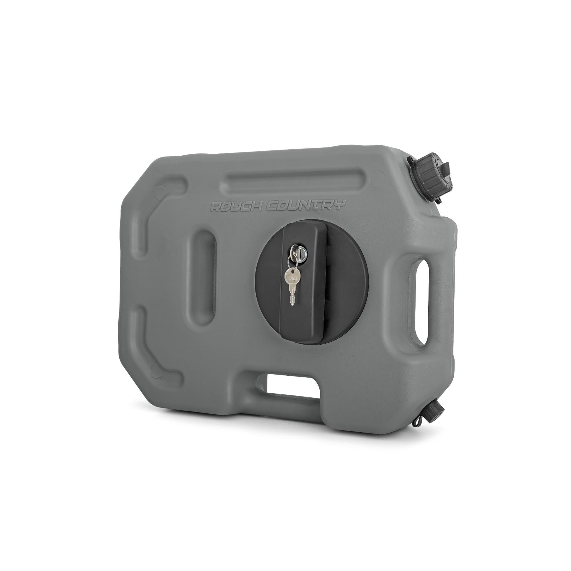 10L Rough Country / 2.6 Gallon Flat Fluid Container w/Lockable Mount - Non-Potable Water & Utility Storage for Trucks, SUV, RV, UTV & Off-Road Vehicles, Gray