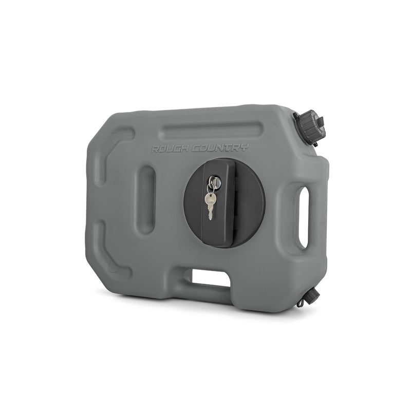 10L Rough Country / 2.6 Gallon Flat Fluid Container w/Lockable Mount - Non-Potable Water & Utility Storage for Trucks, SUV, RV, UTV & Off-Road Vehicles, Gray