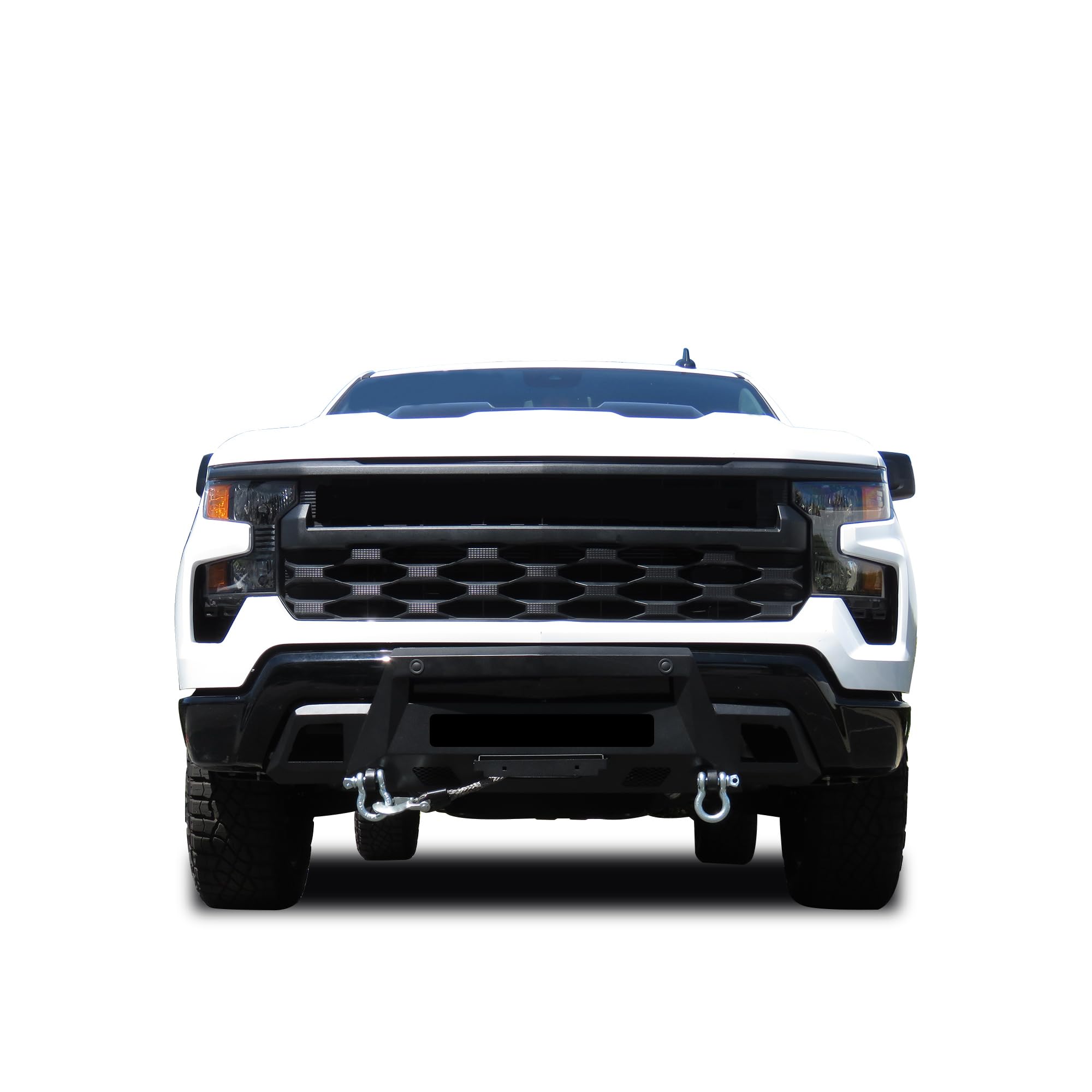 Heavy Duty Black Horse Armour III Front Winch Bumper with Winch Textured Black Compatible with 2022-2024 Chevrolet Silverado 1500-AR3HD06NL-W12
