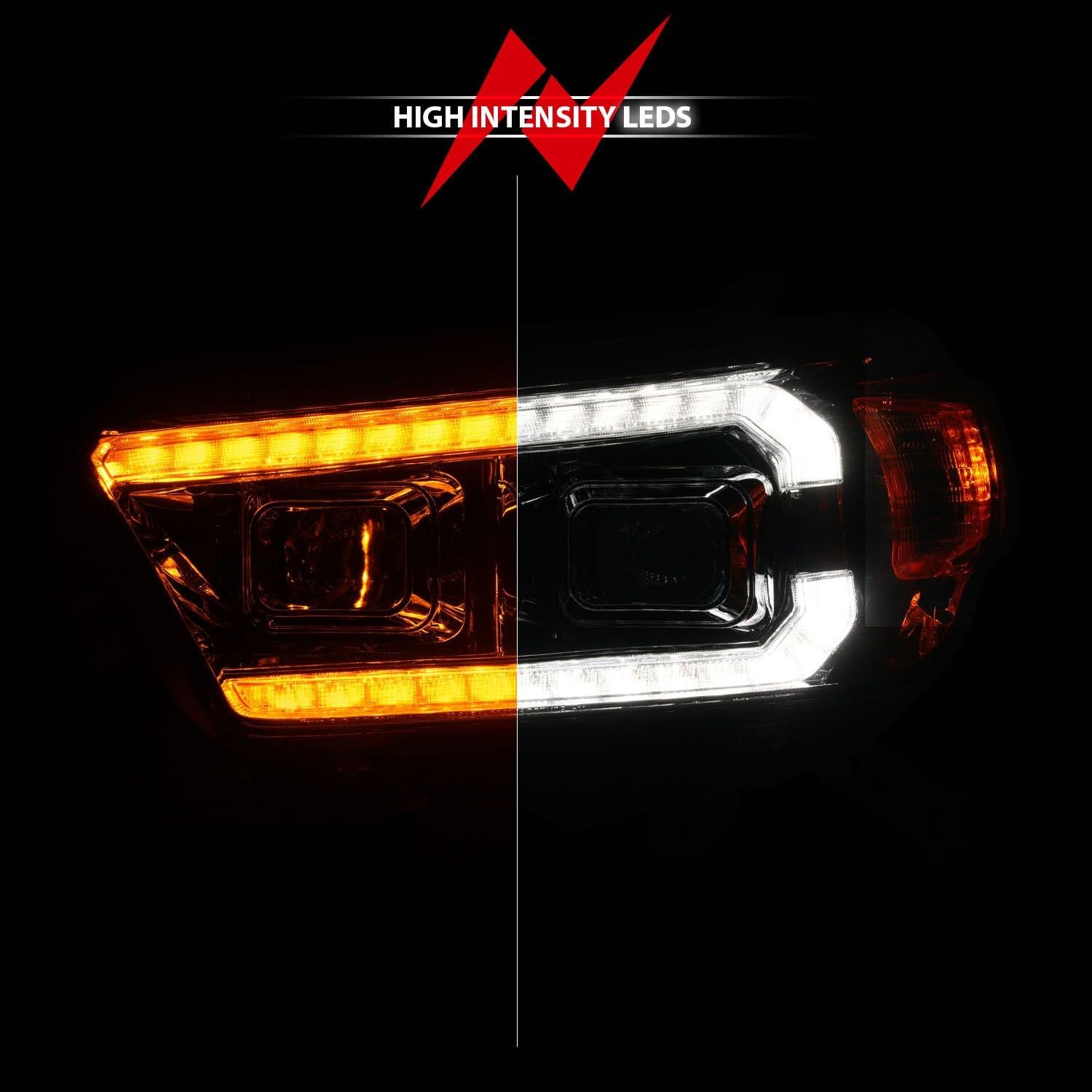 Chrome Projector Headlights Anzo With LED DRL And Sequential Turn Signal