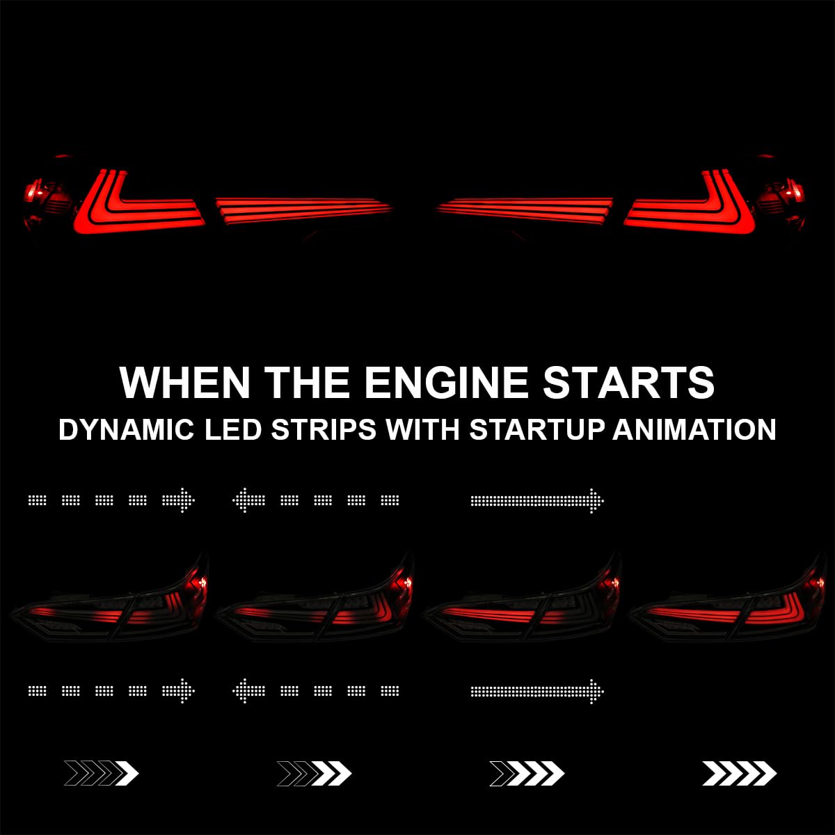 Black Smoke SPEC-D TUNING Sequential Tail Lights w/LED Turn Signal and Startup Animation Compatible with 2018-2022 Toyota Camry, Left + Right Pair Assembly