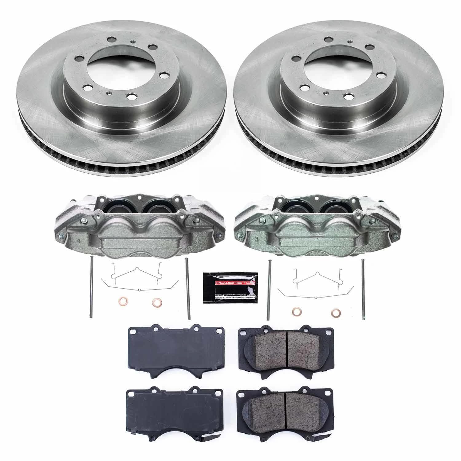 Power Stop KCOE5873A Front Brake Caliper Kit- Brake Pads, Brake Rotors & Calipers For Lexus GX460 2016-2022, Toyota 4Runner 2015-2023 [Model Specific]