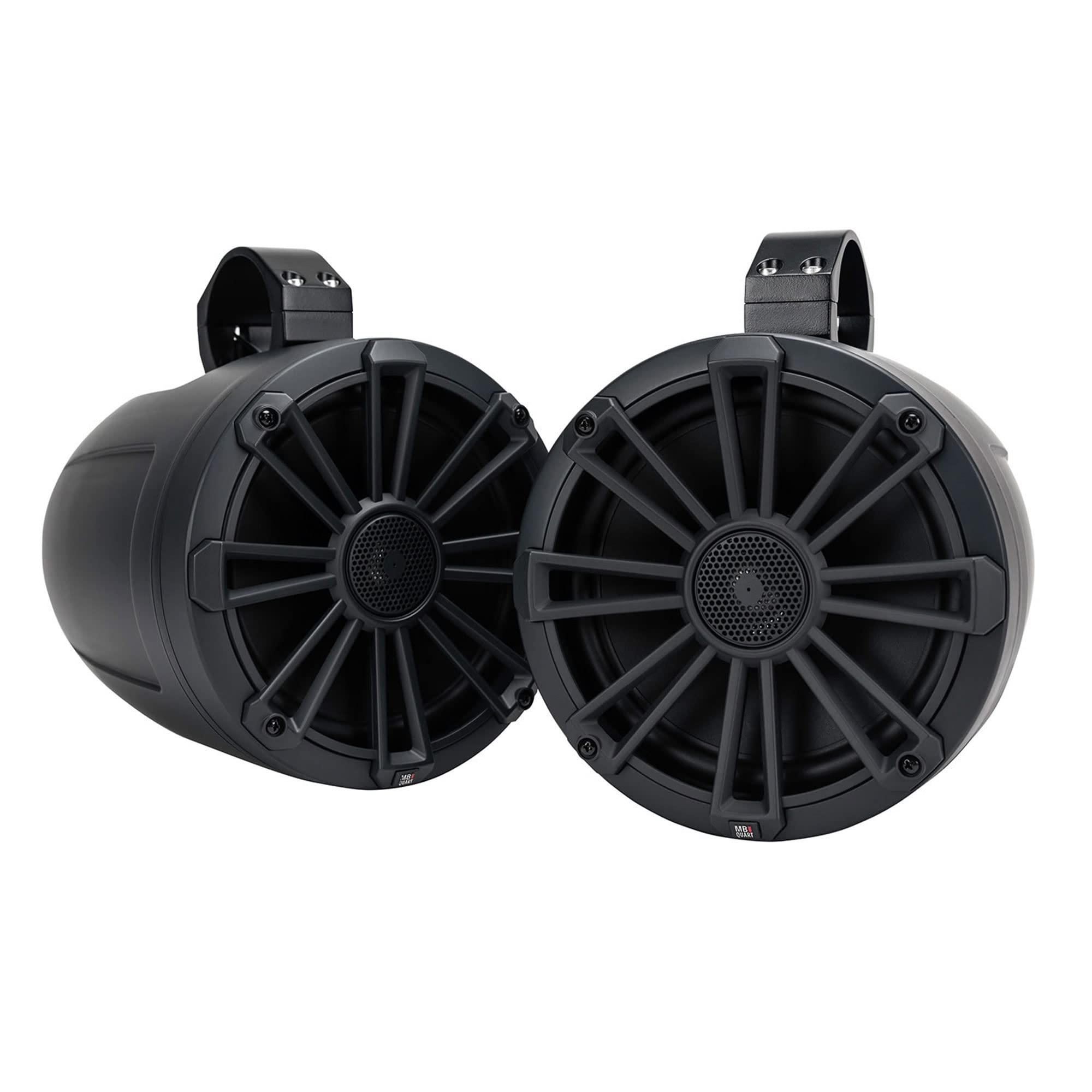MB Quart 160 Watt Rugged UNI8.1R Universal UTV Tuned Audio Speaker System with Bluetooth Source Unit and 8 Inch 2 Way Speakers with Tower Enclosures