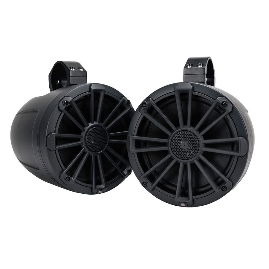 MB Quart 160 Watt Rugged UNI8.1R Universal UTV Tuned Audio Speaker System with Bluetooth Source Unit and 8 Inch 2 Way Speakers with Tower Enclosures