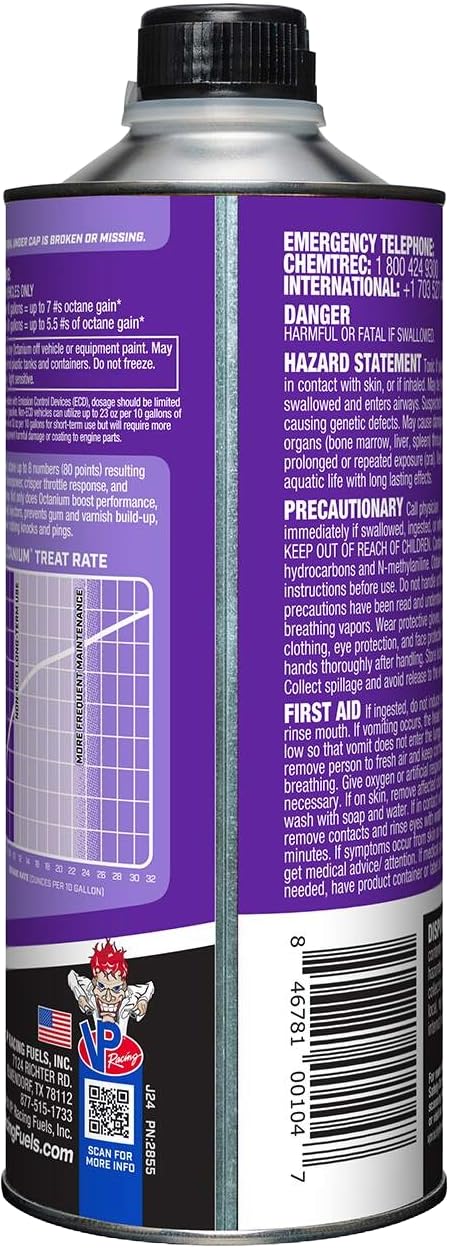Octanium VP Racing 2855, Octane Booster Racing Formula - Quart (1 Pack)