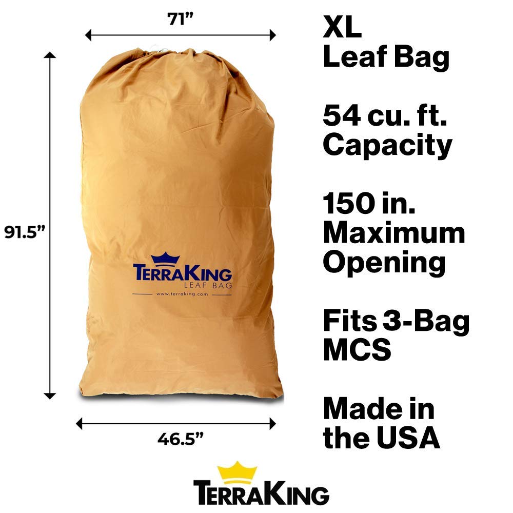 Leaf Bag XL TerraKing - Material collection systems – Ride-On Lawnmowers - Heavy Duty Material – Nylon Bottom - Fast & Easy Leaf Collection - (Fits 3-Bag Hood) [ST95033]