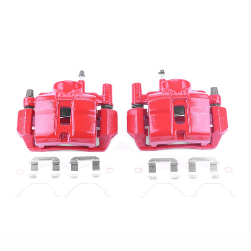 Power Stop Pair of High-Temp Red Powder Coated Front Calipers For Mazda 626 1998-2002 [Model Specific]