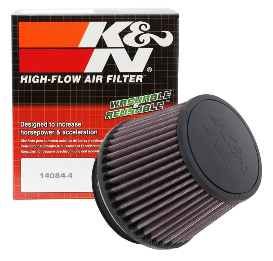 K&N Air Filter: Universal Clamp-On, High Performance, Premium, Washable, Replacement Filter: Flange Diameter: 3.938 In, Filter Height: 4.438 In, Flange Length: 0.75 In, Shape: Tapered Conical, RU-5059