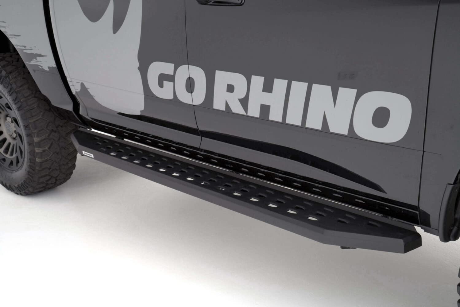 RB20 Running Boards & Brackets Go Rhino | Galvanized Steel, Protective Bedliner Coating | 69404887T | Fits 2019 - 2025 Chevrolet Silverado & GMC Sierra Crew Cab (See description)