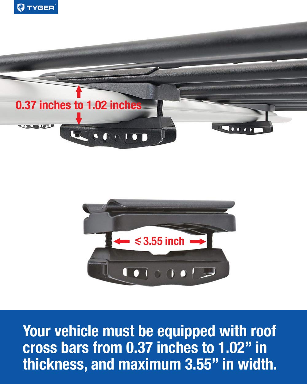 Heavy Duty Tyger Roof Mounted Cargo Basket Rack | L47.25 x W36.6 x H5.9 | Roof Top Luggage Carrier | with Wind Fairing