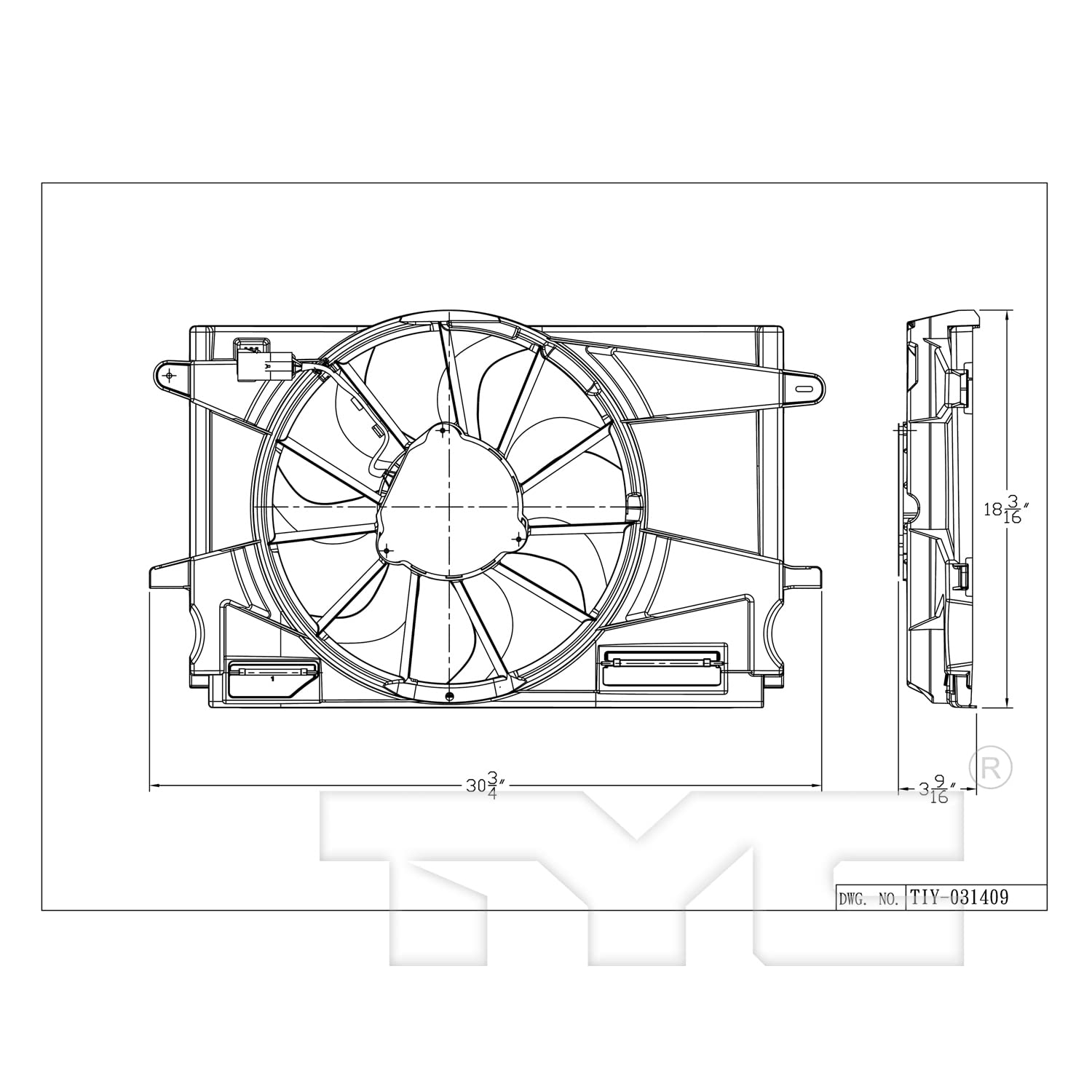Cooling Fan Assembly TYC 624140 Compatible with 2017-2019 Chevrolet Cruze