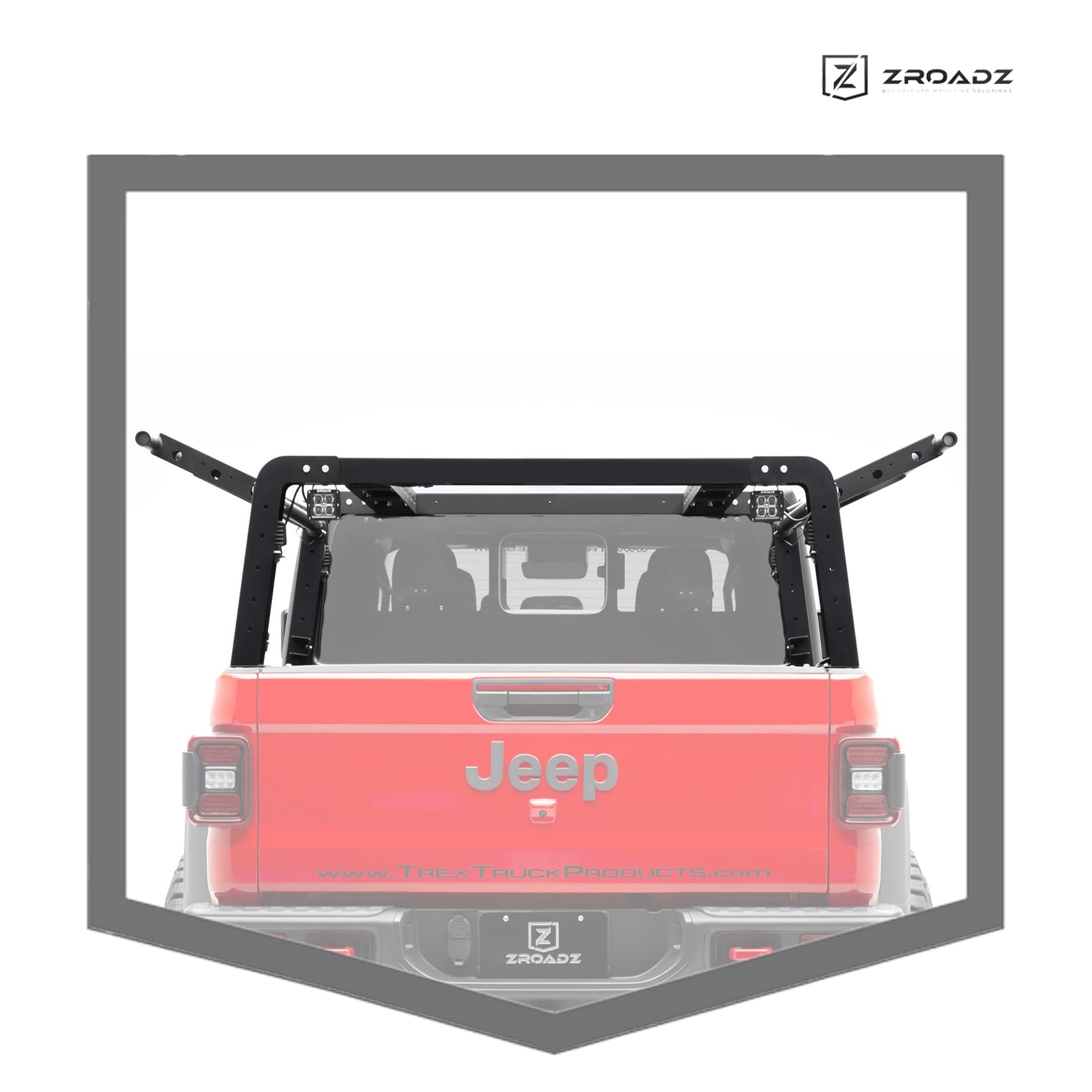 Jeep Gladiator Overland Access Rack 2019-2022 With Two Lifting Side Gates, Without Factory Trail Rail Cargo System - PN #Z834101