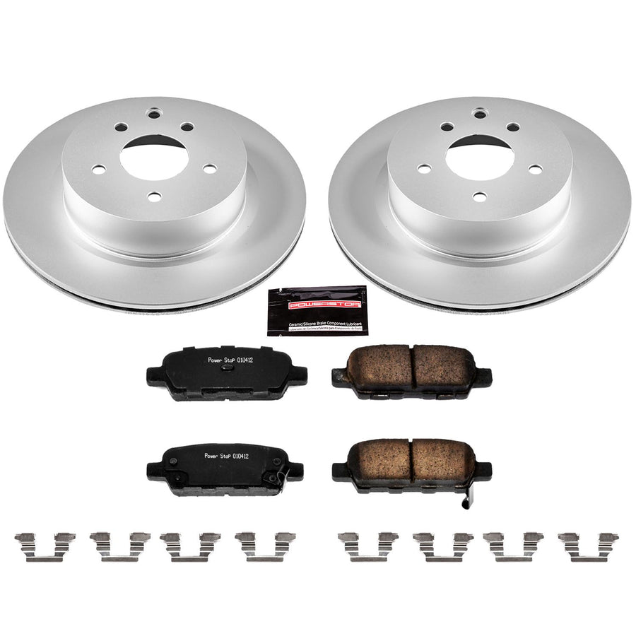 Power Stop CRK179 Brake Rotor & Coated Ceramic Brake Pads- rear For INFINITI G25, INFINITI G35, INFINITI G37, INFINITI M35, INFINITI M45, Nissan 350Z, Nissan Maxima [Model Specific]