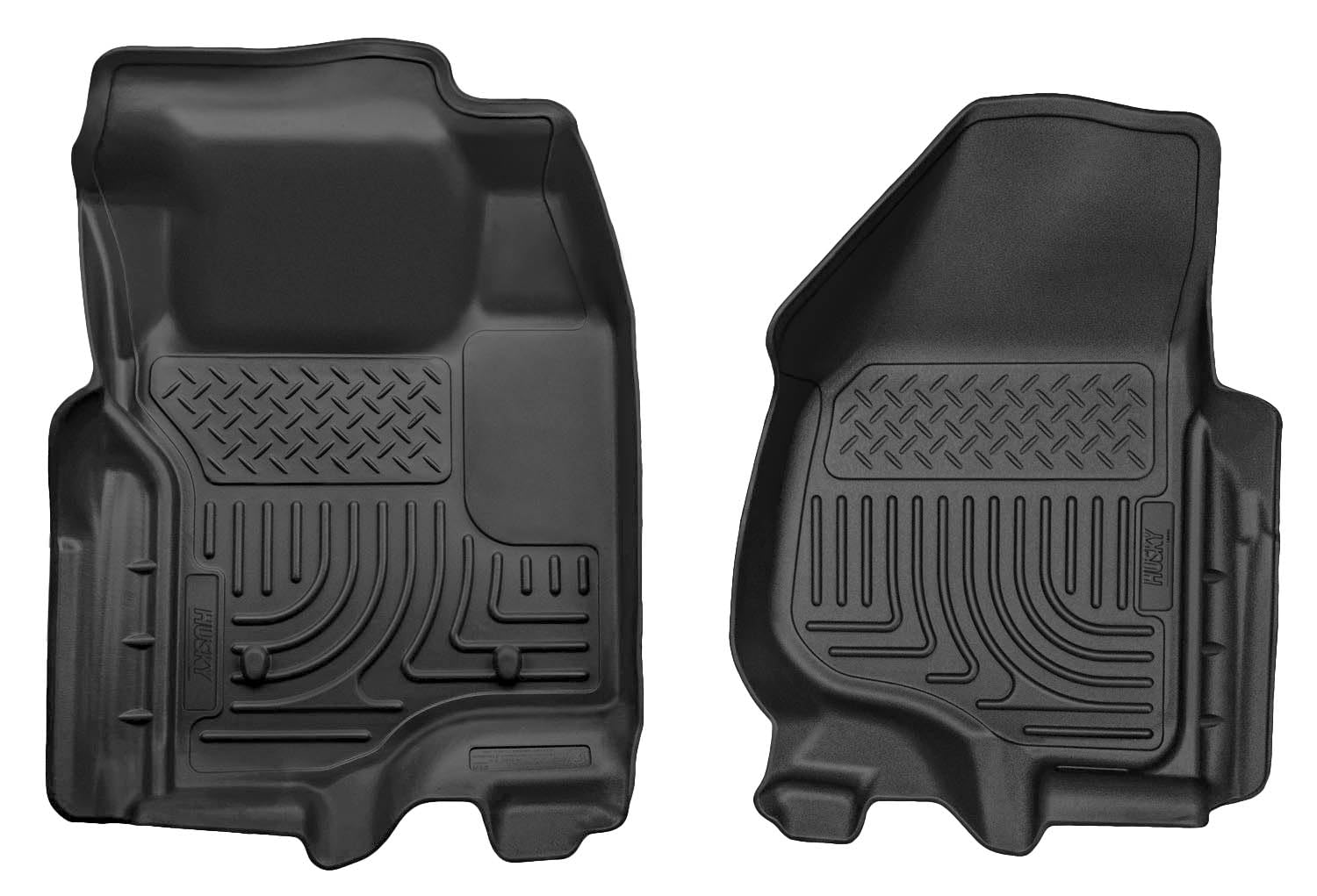 Weatherbeater Husky Liners Floor Mats | Fits 2011-2012 Ford F-250 SUPERCAB ONLY & Crew CAB ONLY Without Drivers Side Foot Rest/Without Manual Shifter | Front Row, 2-pc Black - 18731