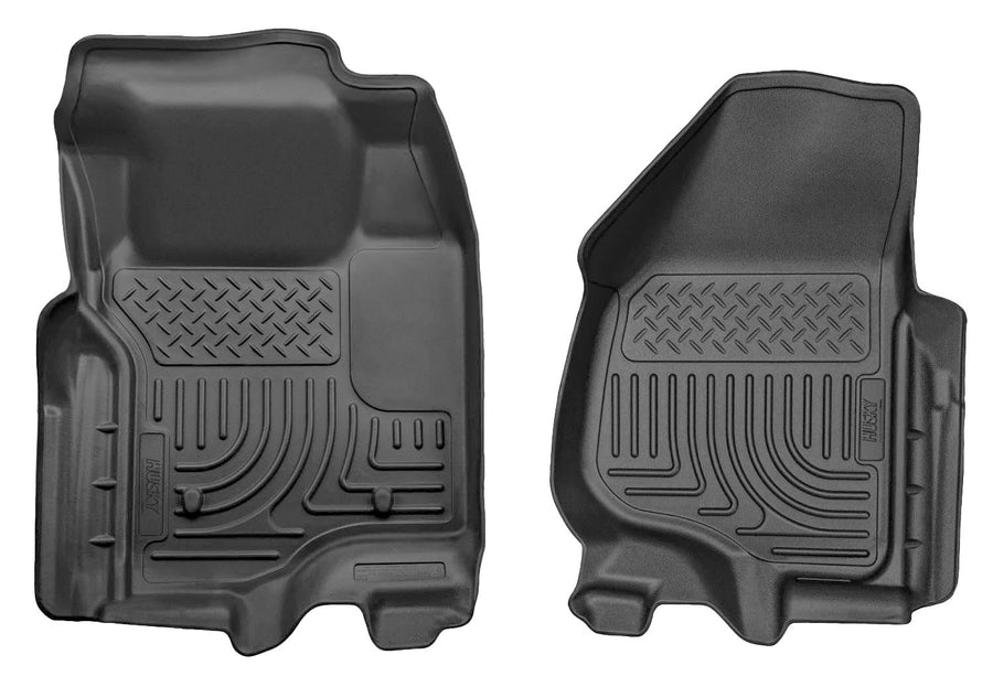 Weatherbeater Husky Liners Floor Mats | Fits 2011-2012 Ford F-250 SUPERCAB ONLY & Crew CAB ONLY Without Drivers Side Foot Rest/Without Manual Shifter | Front Row, 2-pc Black - 18731