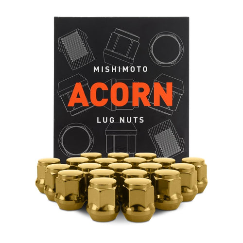 Mishimoto Lug Nuts Steel, M12x1.5, Acorn Seat, 20pc Set, Gold
