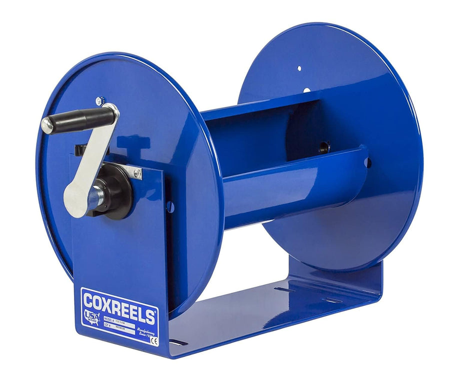 Coxreels Hand Crank Steel Hose Reel 117-5-100, 100 Series, ¾” x 100’ - Easy-to-Use Compact Design - Adjustable Tension Break - Heavy-Duty Steel Construction, Made in the USA, Blue