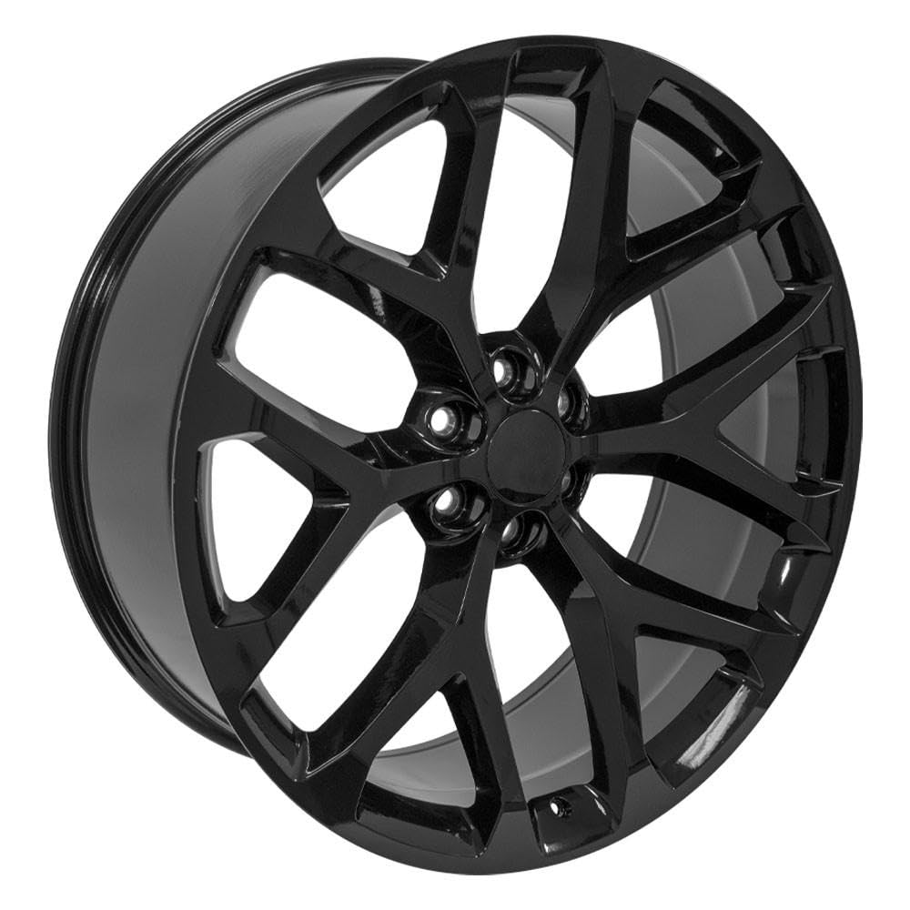 26 Inch OE Wheels CV98B Rim Fits Silverado 1500 Snowflake Style 6x139.7 26x10 Gloss Black - Hollander 5904 (1)
