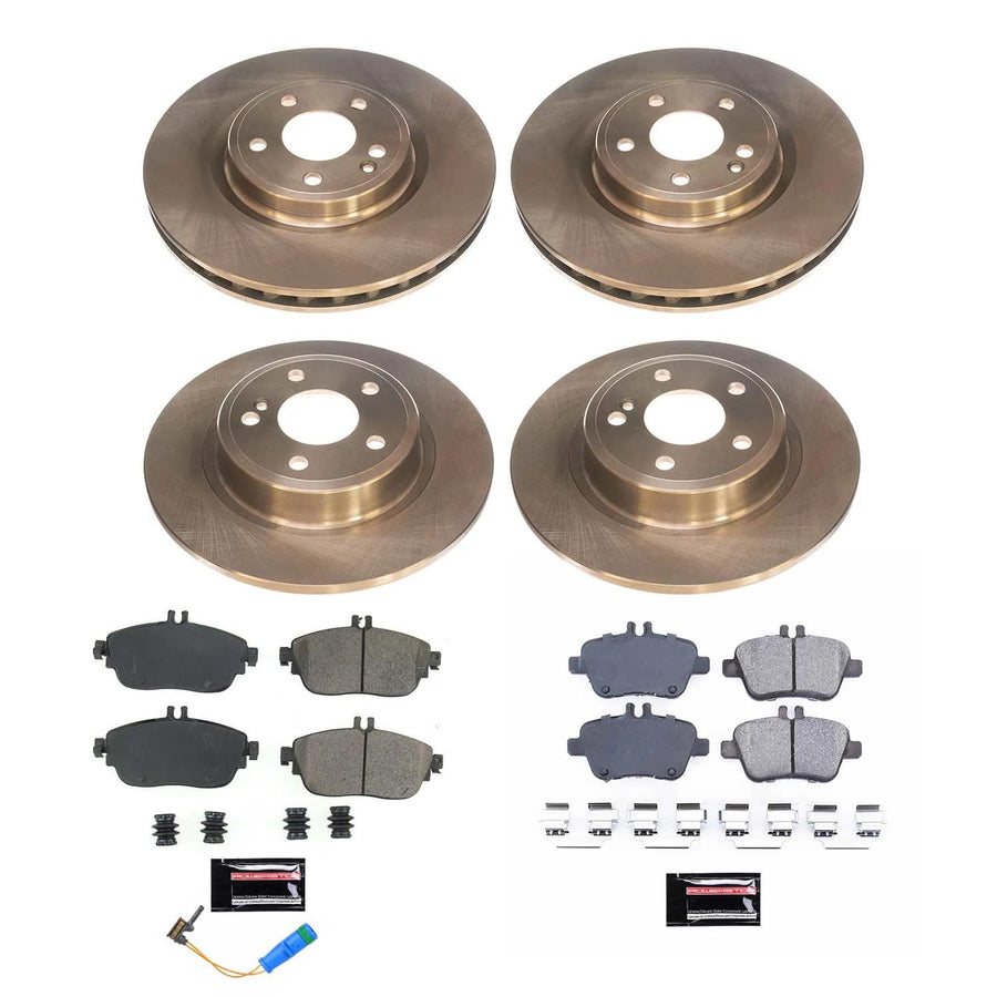 Power Stop KOE8046 Brake Kit-OE Front and Rear Brake Rotors & Ceramic Brake Pads and 1 Front Sensor Wire For INFINITI QX30, Mercedes-Benz CLA250, Mercedes-Benz GLA250 [Model Specific]