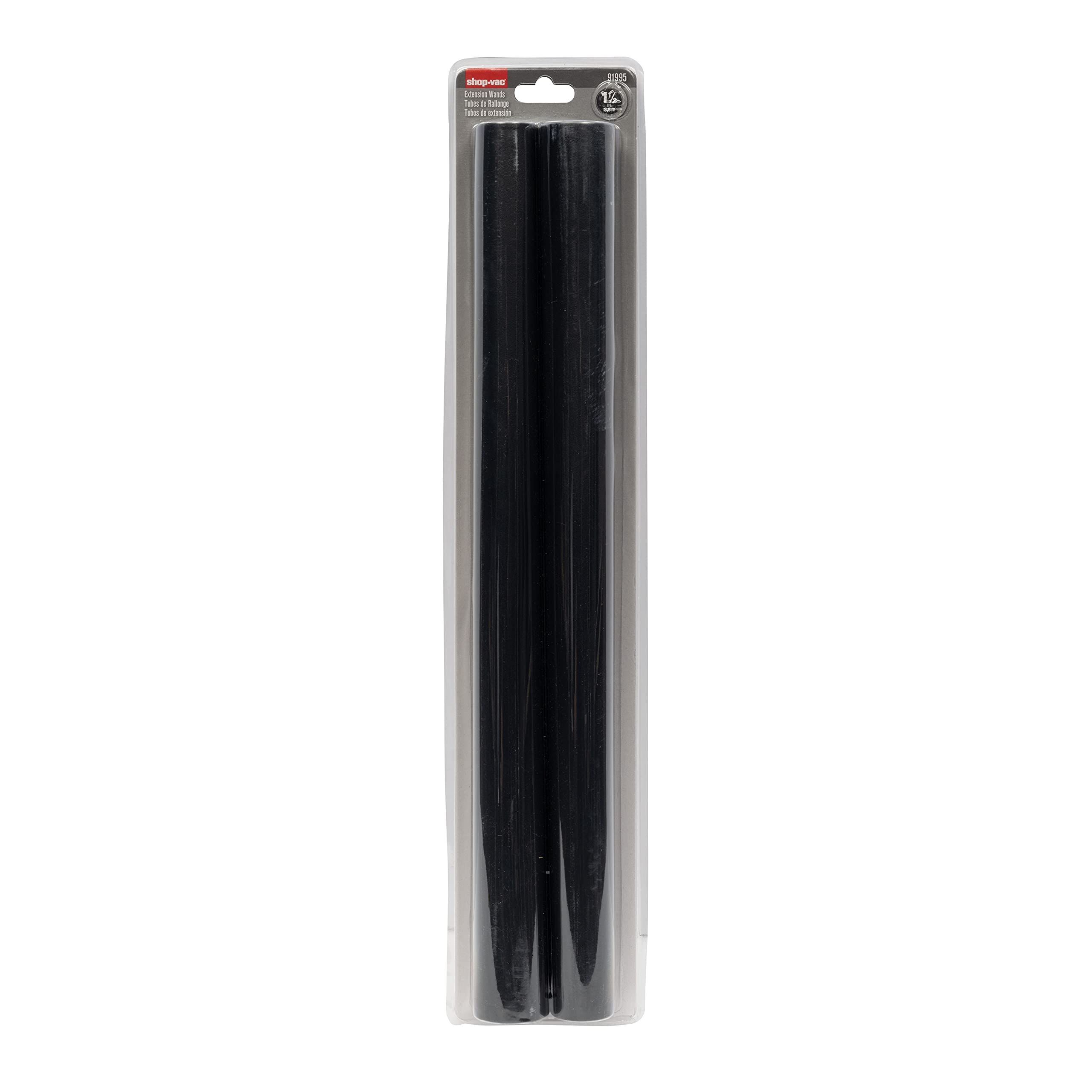 1.5 Inch Diameter Shop-Vac Extension Wands, Polypropylene, Black, (2-Pack)