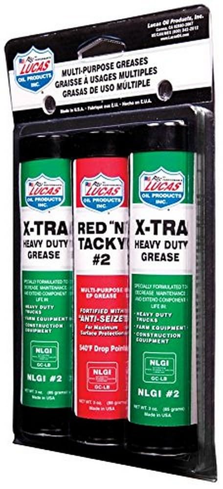 Lucas Oil Multi-Purpose Grease Combo Pack 10315 - 1 Red N Tacky 3 Ounce, 2 X-Tra HD 3 Ounce