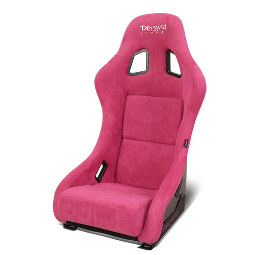 NRG Innovations Universal Fixed Back NRG-FRP-303FH-PRISMA Bucket Racing Seat for 5-Point Harnesses, Size M, Fushia Alcantara Material, 22" W X 34" H X 16" D