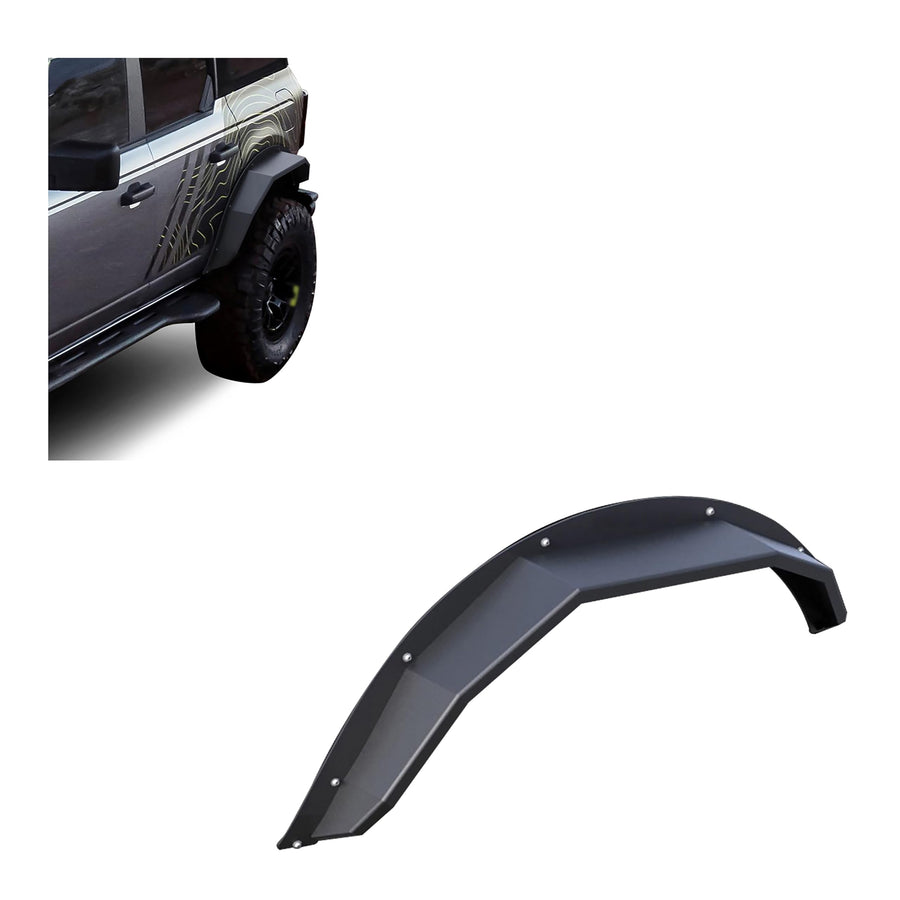 FENDER FLARES Black Horse Heavy Duty Sheet Metal Plate Black Compatible with 2021-2024 Ford Bronco(Excl. Heritage Edition, Heritage Limited Edition, Everglades, and Raptor)-FF-FBR21HD