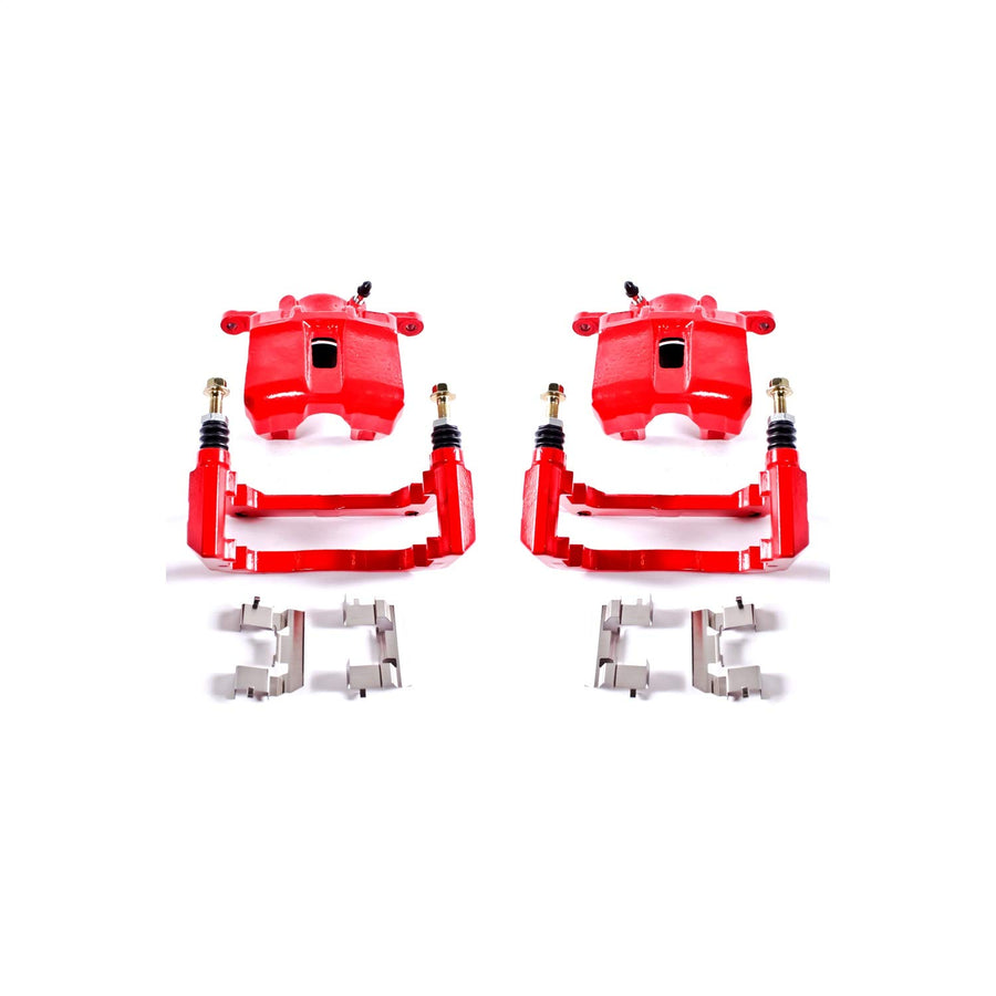 Power Stop S2584 Front Pair of High-Temp Red Powder Coated Calipers