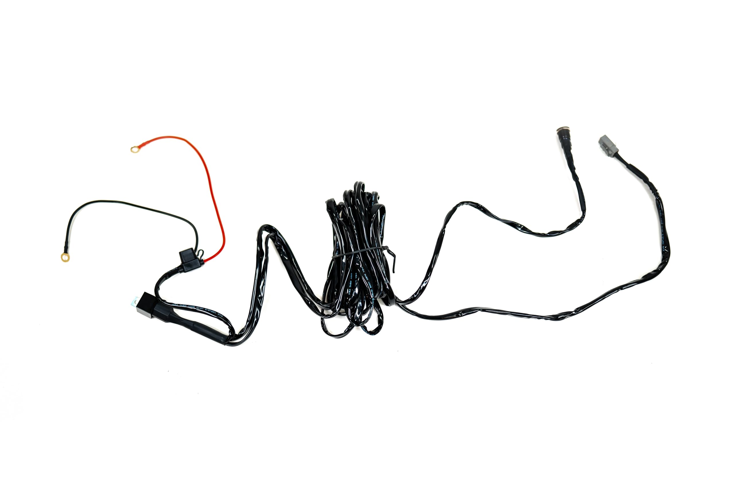60 AMP DV8 Offroad Wire Harness w/Switch & DTP Connector | 15ft 12 AWG Wire | 9ft Plug | 60 AMP Relay | Compatible w/ DV8's 20" Elite Dual Row Light Bar | 3/4" Round LED Plug w/Red Indicator Light