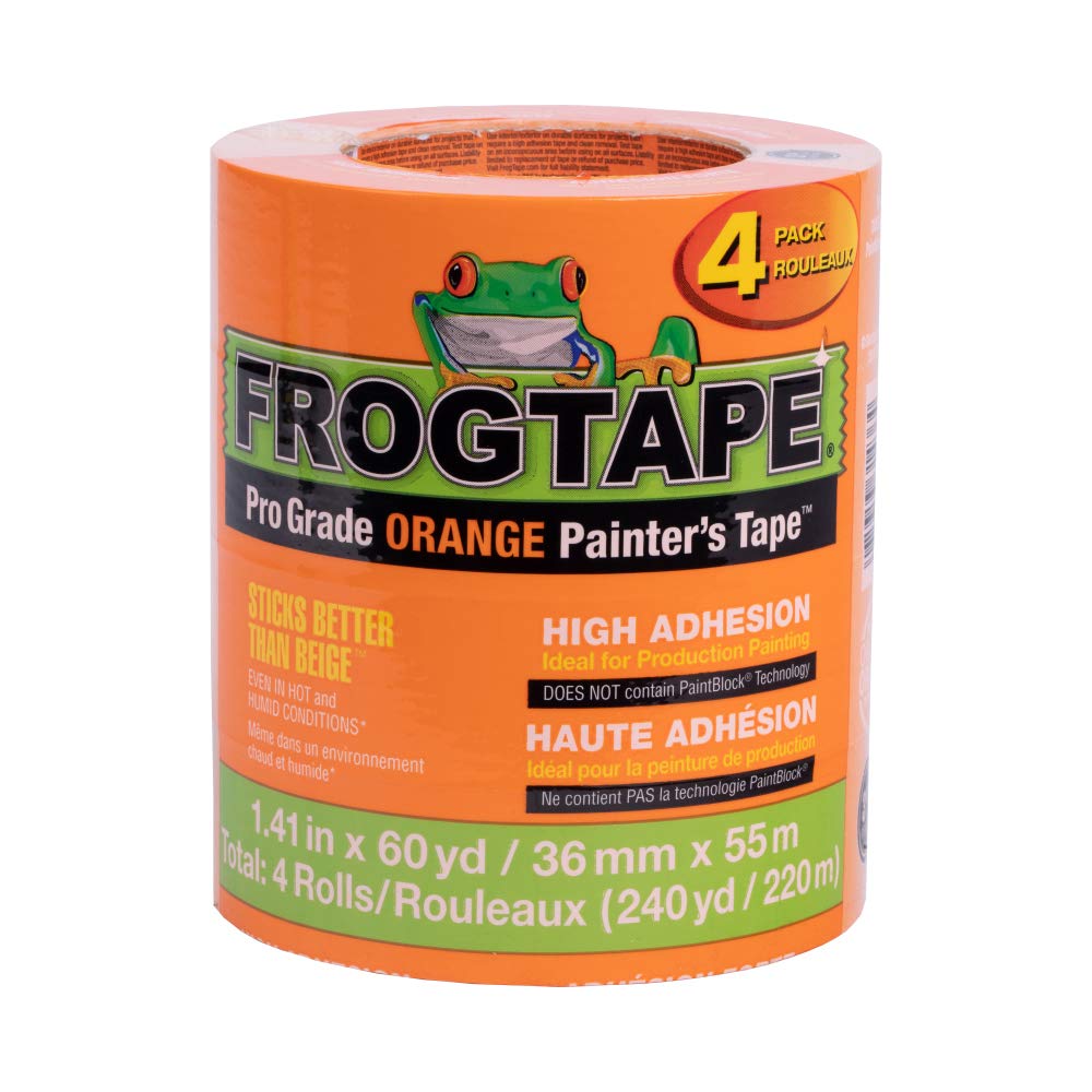 FrogTape Pro Grade Shurtape Painter's Tape, Orange, 1.41" x 60 Yards, 4-Pack