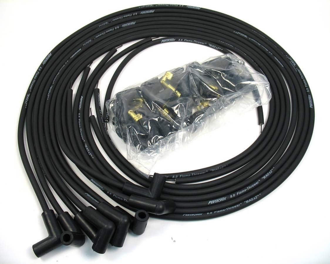 Flame-Thrower 808290 PerTronix Black 8mm Universal 90 Degree Spark Plug Wire for 8 Cylinder