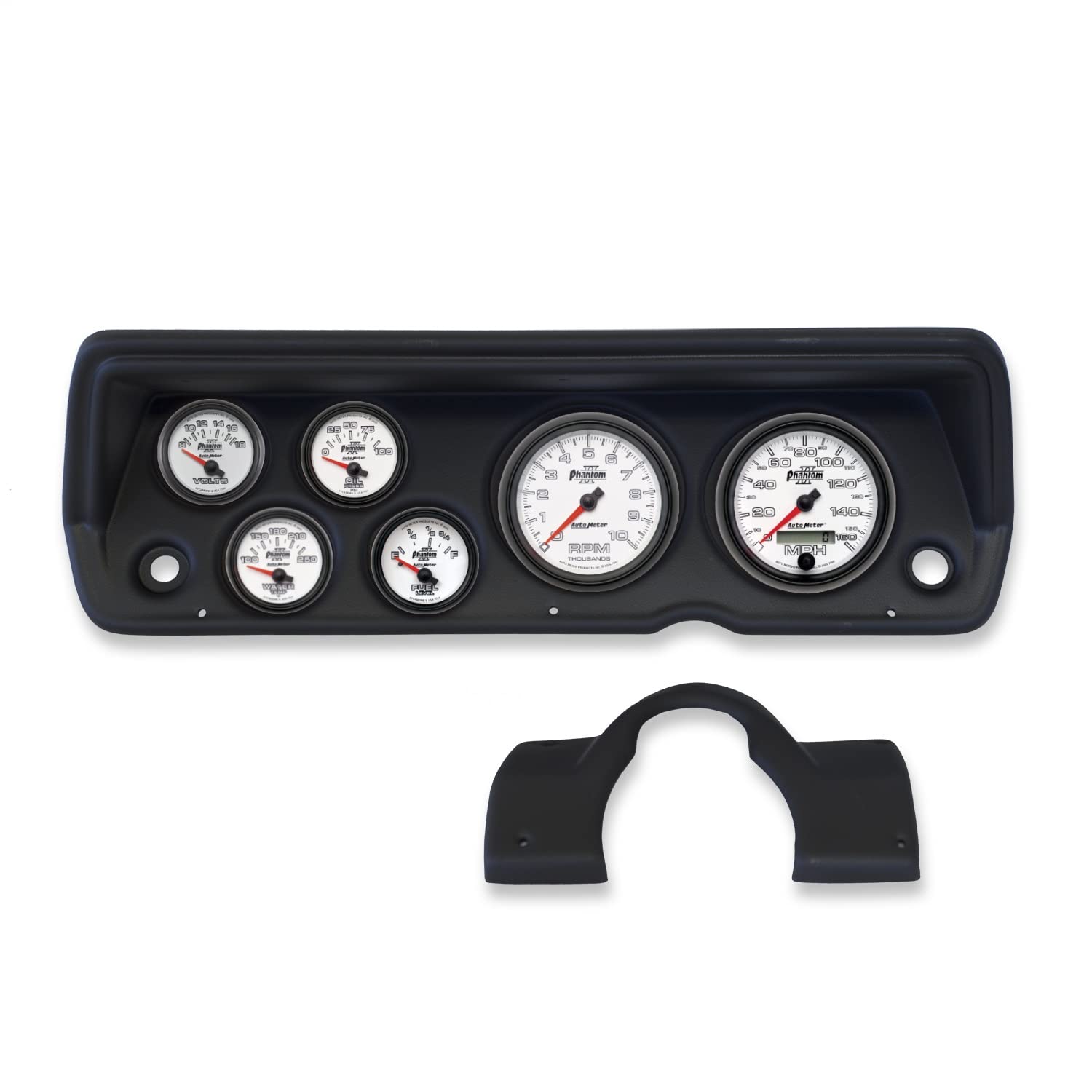 AUTO METER Direct Fit Dash Kit 2141-10, Abody/Duster/Demon/Dart 70-76, Tach/Mph/Fuel/Oilp/Wtmp/Volt, Phantom Ii